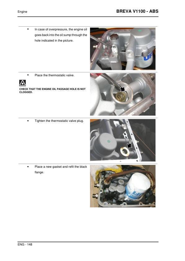 Moto Guzzi Breva 1100 ABS Motorcycle Service Manual sample page with technical illustrations