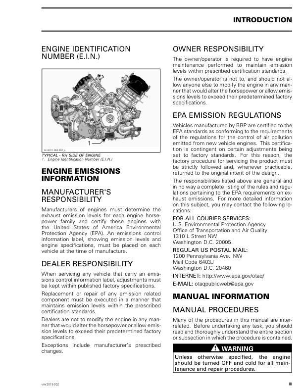 Can Am Outlander & Renegade Service Manual sample page from service manual