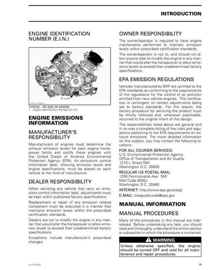 Can Am Outlander & Renegade Service Manual sample page from service manual