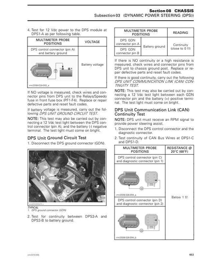 Can Am Outlander L Max 450 500 EFI Service Manual sample page with service data and tables
