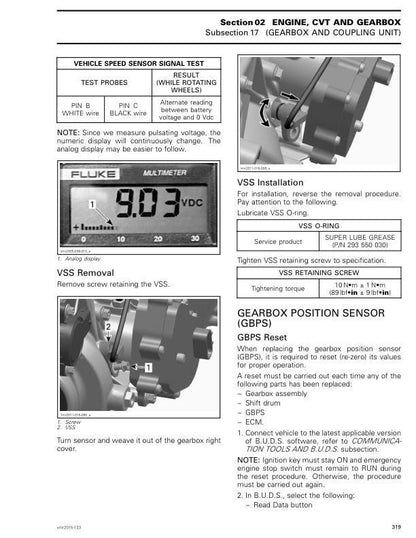 Can Am Outlander 650 1000 6x6 XT DPS Service Manual sample page with technical illustrations