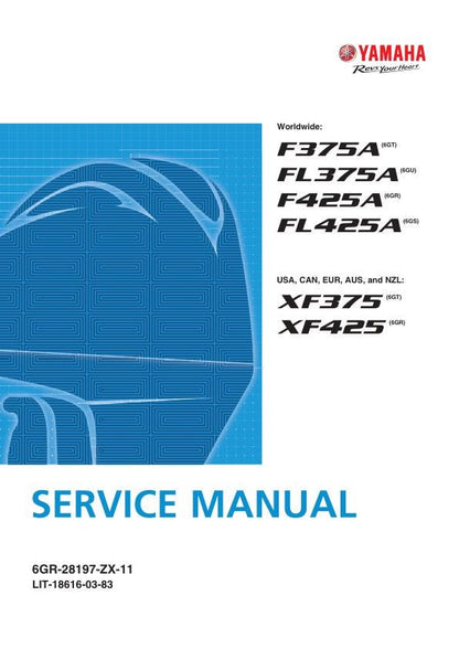 Yamaha F375A F425A XF325 XF425 Outboard Service Manual factory service manual title page