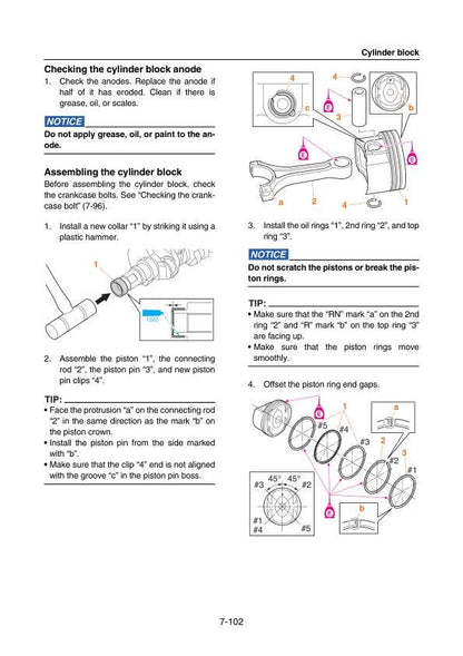 Yamaha F200B F250H FL200B FL250H Outboard Service Manual sample page with technical illustrations