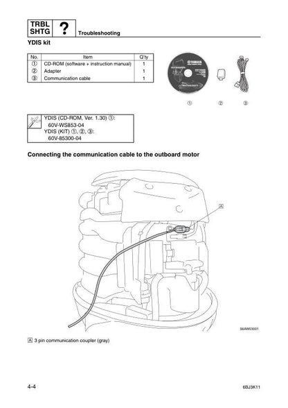Yamaha F300A F350A FL300A FL350A Service Manual sample page with diagrams and specifications