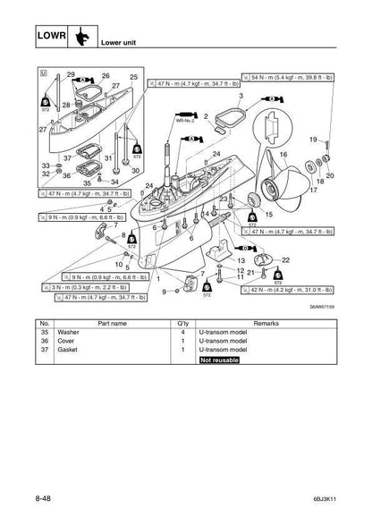Yamaha F300A F350A FL300A FL350A Service Manual sample page from the repair manual
