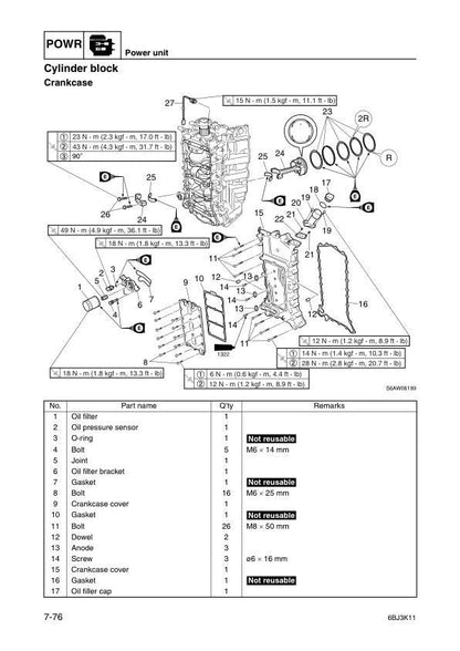 Yamaha F300A F350A FL300A FL350A Service Manual sample page with technical illustrations