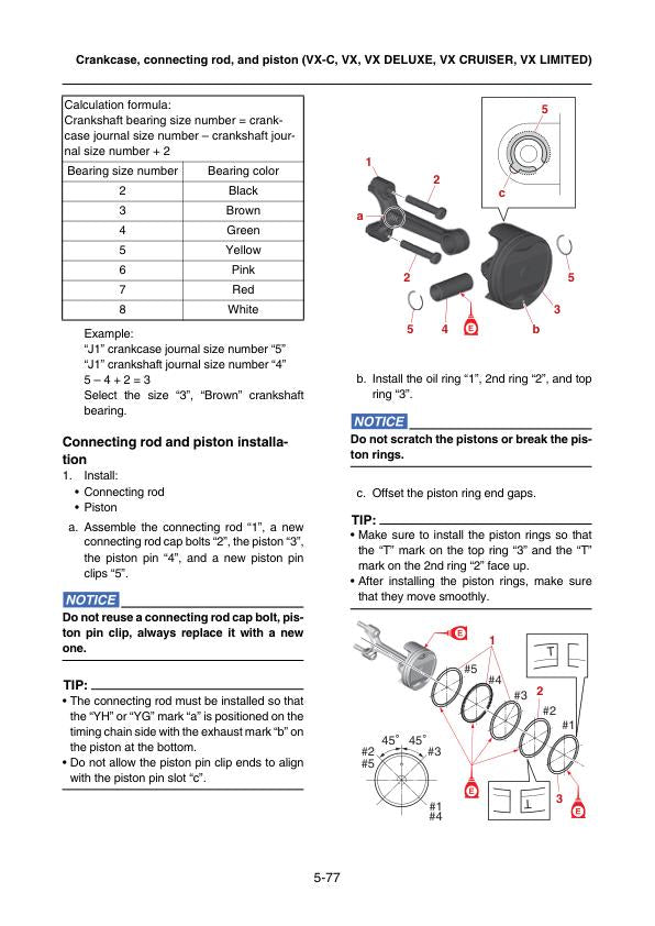 Yamaha WaveRunner VX C Deluxe Cruiser Limited Service Manual sample page with technical illustrations