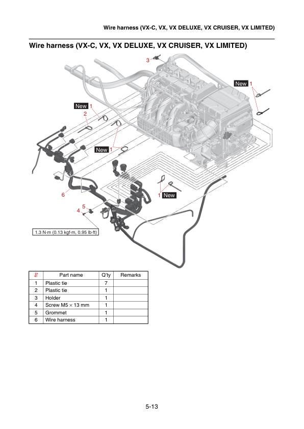 Yamaha WaveRunner VX C Deluxe Cruiser Limited Service Manual sample page showing repair procedures