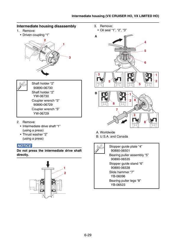 Yamaha WaveRunner VX C Deluxe Cruiser Limited Service Manual sample page with service data and tables