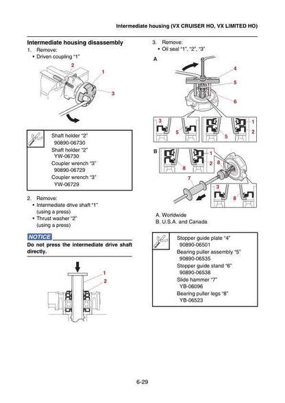 Yamaha WaveRunner VX C Deluxe Cruiser Limited Service Manual sample page with service data and tables