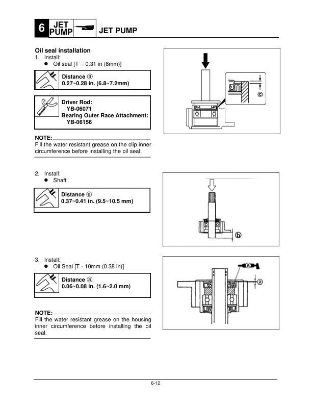 Yamaha XR1800 Sport Boat XRT1200Y Service Manual sample page showing repair procedures