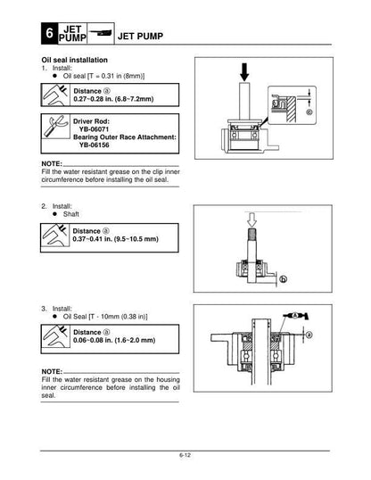 Yamaha XR1800 Sport Boat XRT1200Y Service Manual sample page showing repair procedures