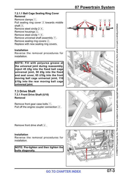 CFMOTO UFORCE U10 xl pro highland Service Repair Manual sample page showing schematics and diagrams