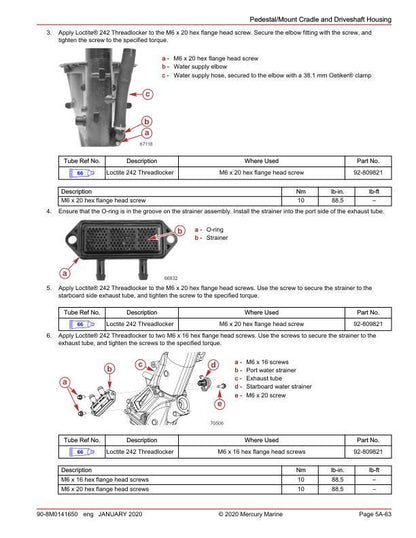 Mercury Racing 450R Supercharged Outboard Service Manual sample page showing repair procedures