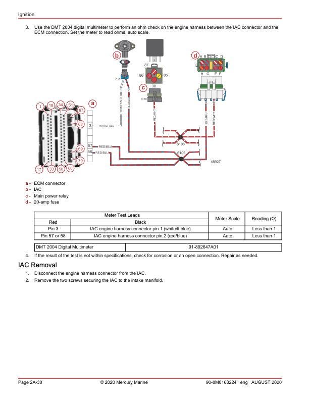 Mercury 150 SeaPro Pro XS FourStroke Outboard Service Manual sample page from service manual