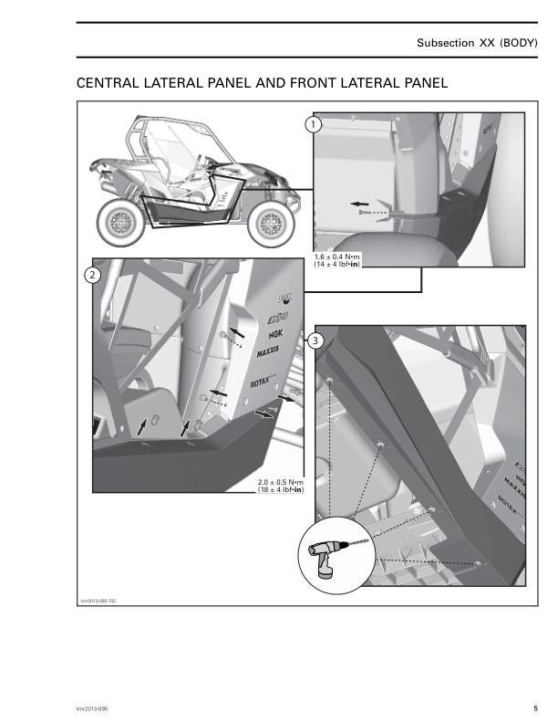 Can Am Maverick 1000r Service Manual sample page with diagrams and specifications