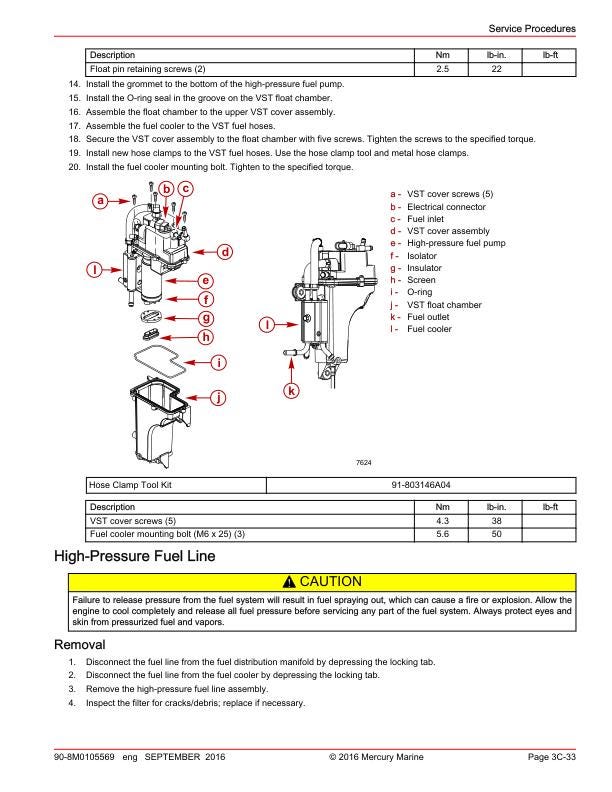 Mercury 30 40 EFI FourStroke Outboard Service Manual sample page showing repair procedures