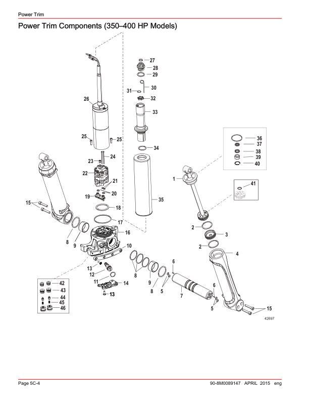 Mercury Verado 200 300 350 400R Outboard Service Manual sample page with technical illustrations