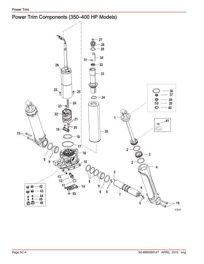 Mercury Verado 200 300 350 400R Outboard Service Manual sample page with technical illustrations