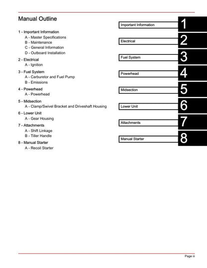 Mercury FourStroke 2.5 3.5 Outboard Service Manual table of contents