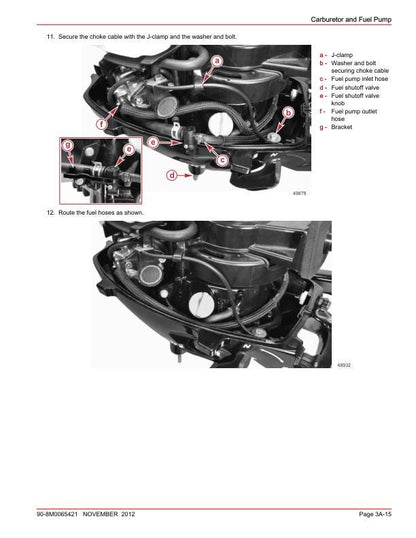 Mercury FourStroke 2.5 3.5 Outboard Service Manual sample page with diagrams and specifications