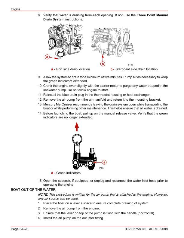 Mercury MerCruiser 5.7 6.2 8.1 TKS MPI Inboard Service Manual sample page with diagrams and specifications