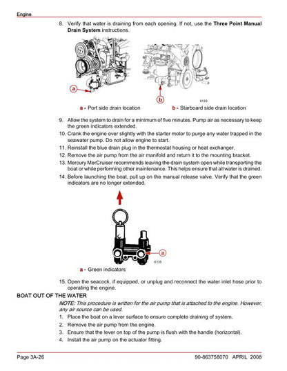 Mercury MerCruiser 5.7 6.2 8.1 TKS MPI Inboard Service Manual sample page with diagrams and specifications
