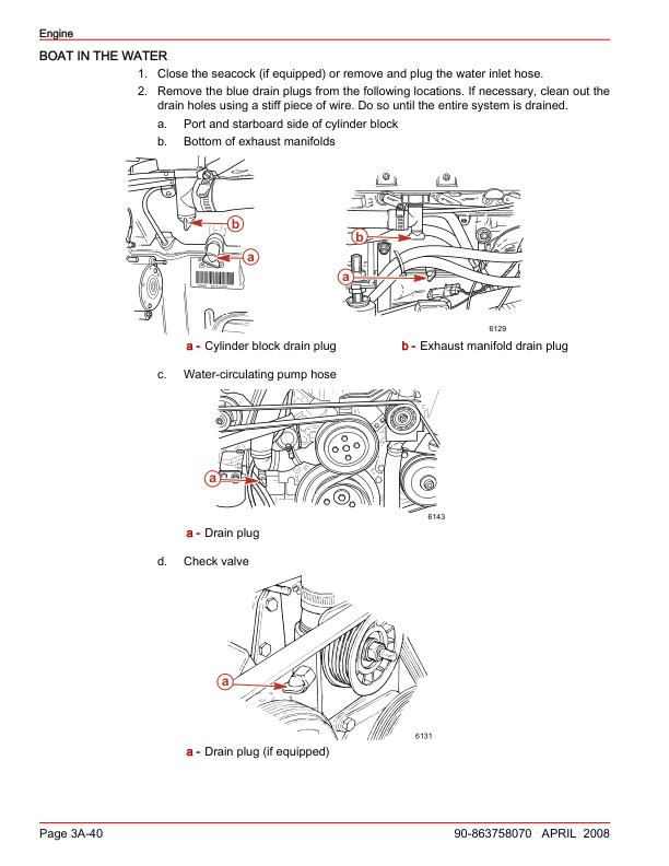Mercury MerCruiser 5.7 6.2 8.1 TKS MPI Inboard Service Manual sample page showing repair procedures