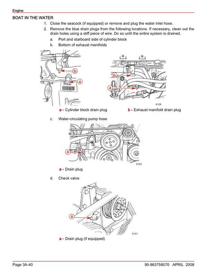 Mercury MerCruiser 5.7 6.2 8.1 TKS MPI Inboard Service Manual sample page showing repair procedures