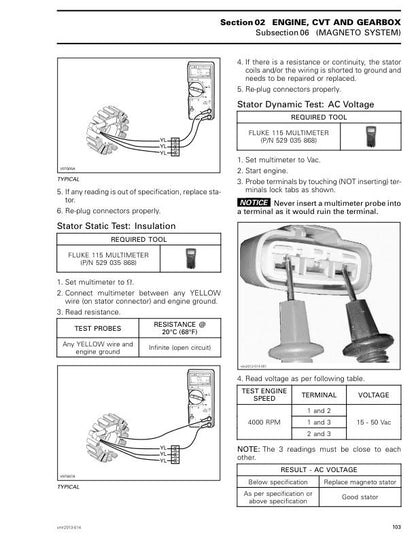Can Am Outlander 500 800R 1000 CanAm Service Manual sample page with diagrams and specifications