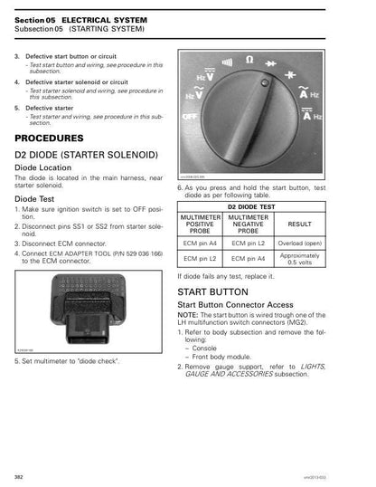Can Am Outlander 500 800R 1000 CanAm Service Manual sample page with service data and tables