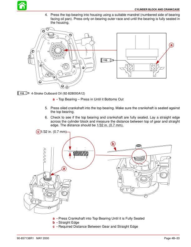 Mercury Mariner 4 5 6 HP 4-Stroke Outboard Service Manual sample page with technical illustrations