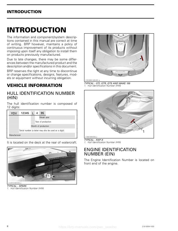 Sea-Doo GTI GTR GTS Wake Service Manual factory service manual title page