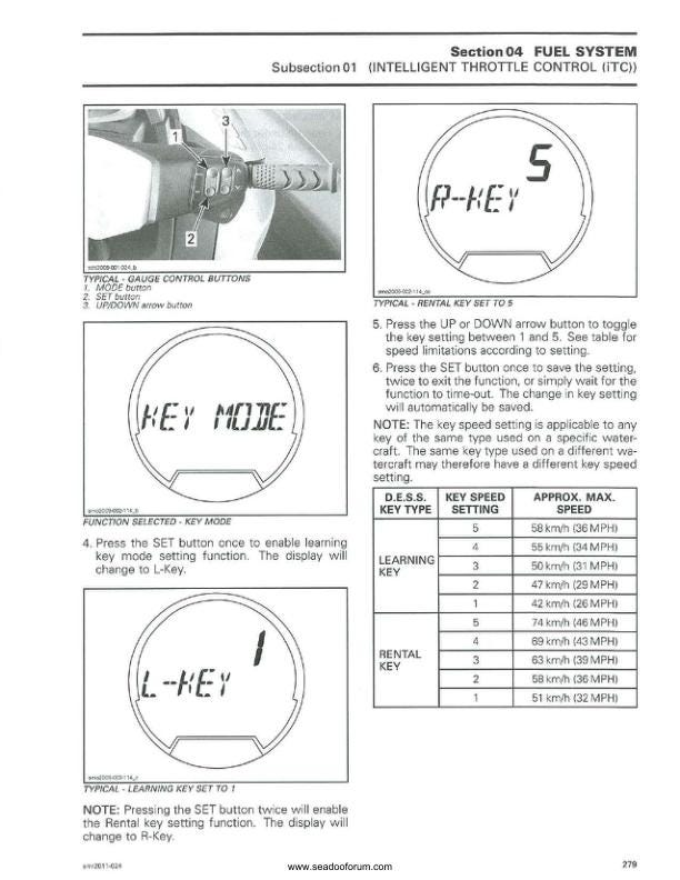 Sea-Doo GTS GTI RXT GTX Wake Service Manual sample page showing repair procedures
