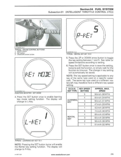 Sea-Doo GTS GTI RXT GTX Wake Service Manual sample page showing repair procedures