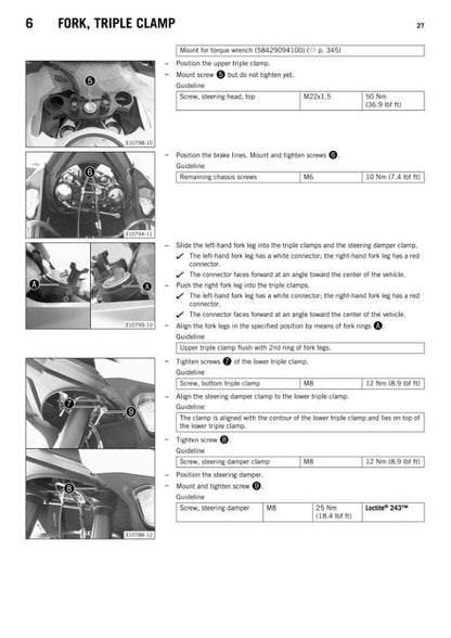 KTM 1290 Super Adventure Service Manual table of contents