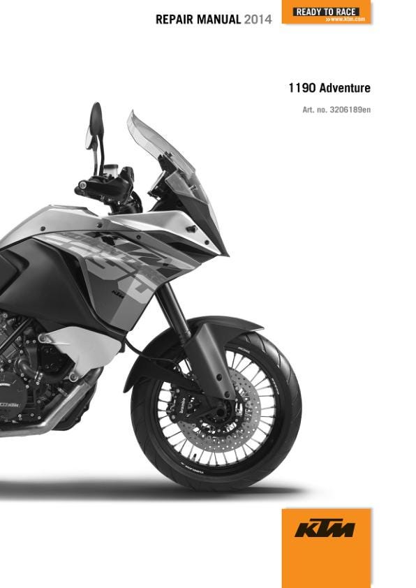 KTM 1190 Adventure Motorcycle Service Manual factory service manual title page