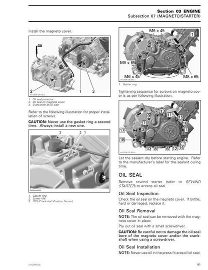 Can Am Outlander 400 EFI Service Manual sample page with diagrams and specifications