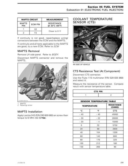 Can Am Outlander 400 EFI Service Manual sample page from the repair manual