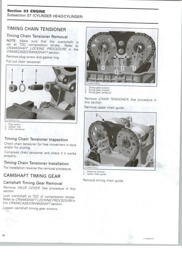 Can Am DS 450 450X Service Manual sample page with diagrams and specifications