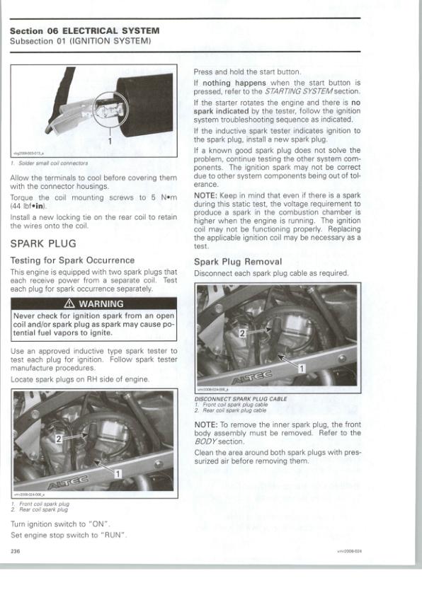 Can Am DS 450 450X Service Manual sample page from the repair manual