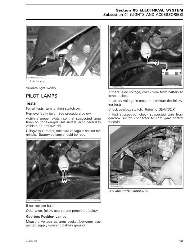Can Am DS 250 Service Manual sample page with technical illustrations