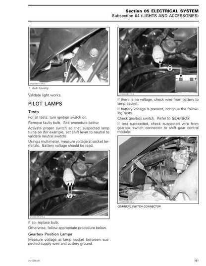 Can Am DS 250 Service Manual sample page with technical illustrations