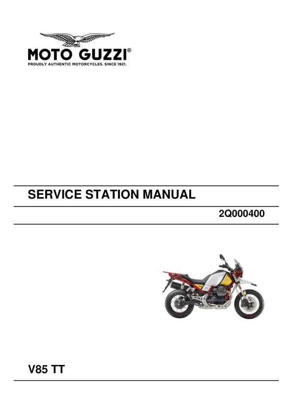 Moto Guzzi V85TT Motorcycle Service Manual factory service manual title page