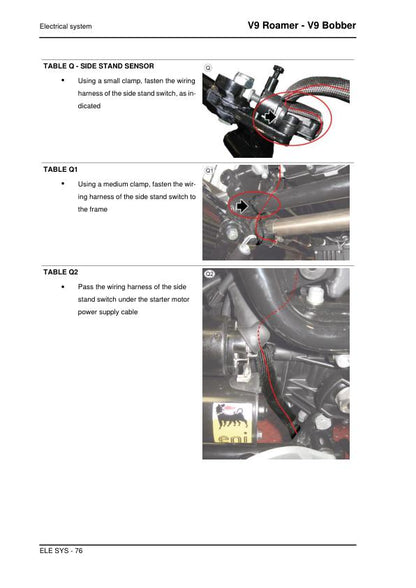 Moto Guzzi V9 Roamer Motorcycle Service Manual sample page showing repair procedures