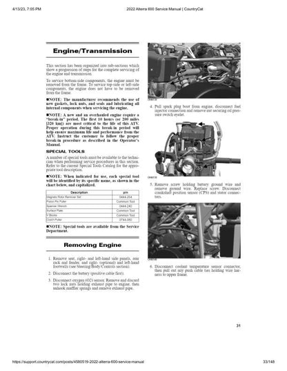 Arctic Cat Alterra 600 ATV Service Manual sample page from service manual
