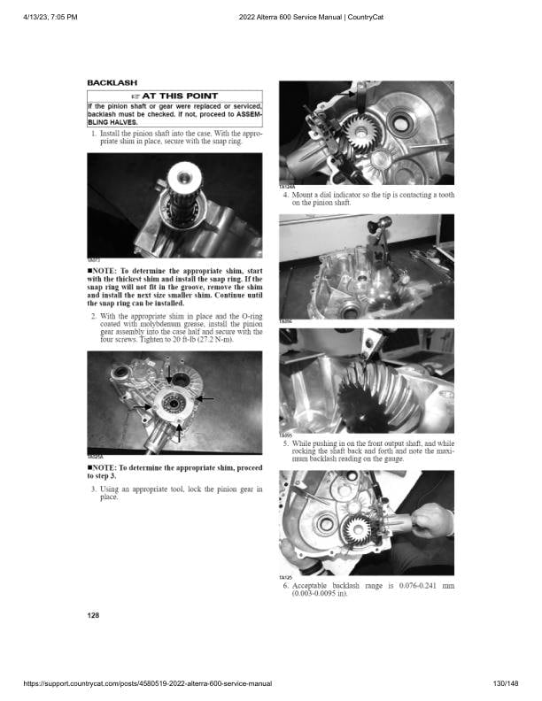 Arctic Cat Alterra 600 ATV Service Manual sample page with service data and tables
