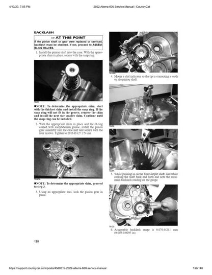 Arctic Cat Alterra 600 ATV Service Manual sample page with service data and tables
