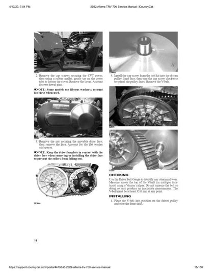 Arctic Cat Alterra TRV 700 ATV Service Manual table of contents