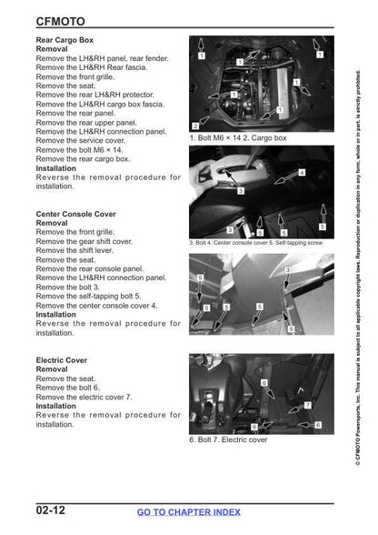 CFMOTO ZFORCE 500 Trail Service Manual sample page from service manual